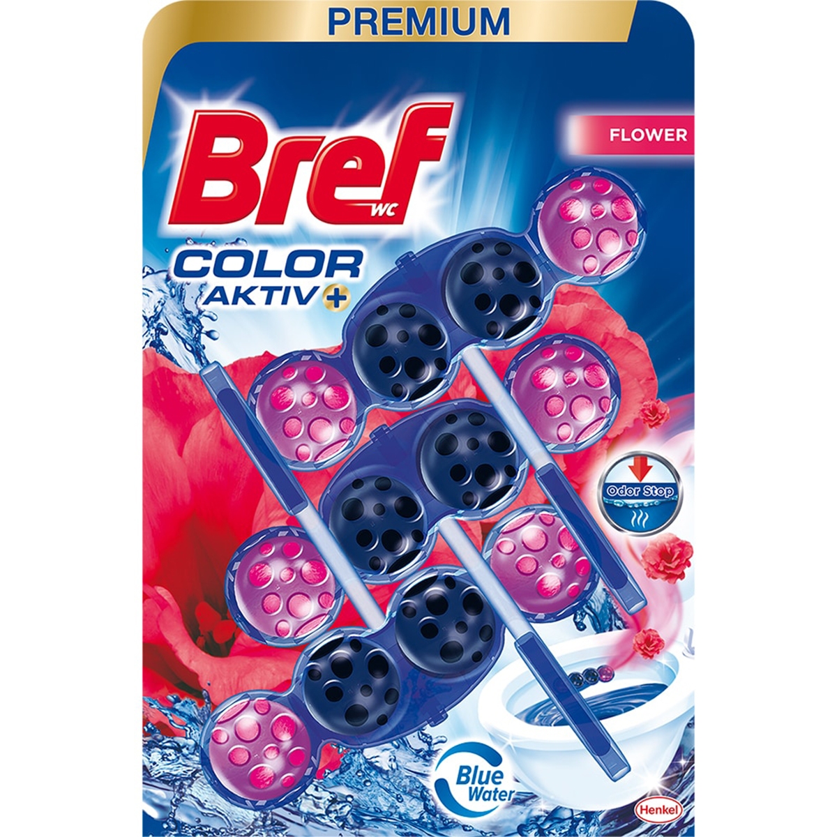 BREF COLOR AKTIV ODORIZANT WC 3X50G FLOWER