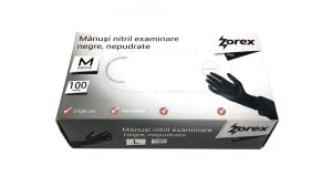 Manusi nitril nepudrate negre Zorex 100buc marime M