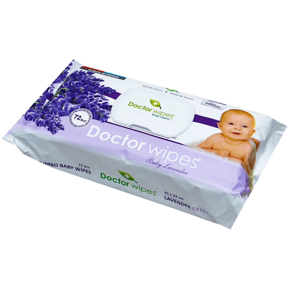 DOCTOR WIPE'S BABY JUMBO SERVETELE UMEDE LAVANDA 72BUC